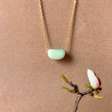 A-Grade Natural Moss On Snow Jadeite Jelly Bean Pendant No.172828