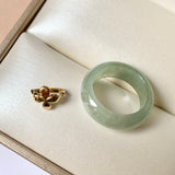 15.1mm A-Grade Natural Yellowish Green Jadeite Ring with V.Petals Embellishment No.162319