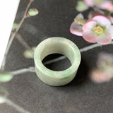 17.1mm A-Grade Natural Light Green Jadeite Archer Ring Band No. 161448