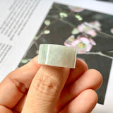 17.1mm A-Grade Natural Light Green Jadeite Archer Ring Band No. 161448