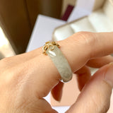 18.1mm A-Grade Natural Light Green Jadeite Ring with M.Petals Embellishment No.162320