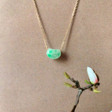 A-Grade Natural Moss On Snow Jadeite Jelly Bean Pendant No.172826