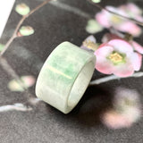 17.1mm A-Grade Natural Light Green Jadeite Archer Ring Band No. 161448