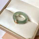 18.1mm A-Grade Natural Green Jadeite Ring with D.Petals Embellishment No.162321
