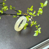 19mm Icy A-Grade Yellow White Jadeite Ring Band No. 162603