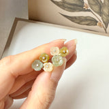 A-Grade Natural Jadeite Osmanthus Flowers Cluster Stud Earring No.180848
