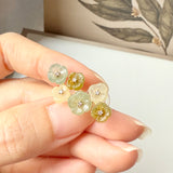 A-Grade Natural Jadeite Osmanthus Flowers Cluster Stud Earring No.180848