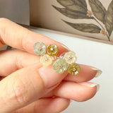 A-Grade Natural Jadeite Osmanthus Flowers Cluster Stud Earring No.180848