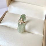 SOLD OUT: 18.1mm A-Grade Natural Green Jadeite Ring with P.Petals Embellishment No.162322