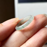 15.5mm A-Grade Natural Floral Jadeite Slim Cut Ring Band No. 162619