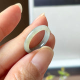 15.5mm A-Grade Natural Floral Jadeite Slim Cut Ring Band No. 162619