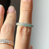15.5mm A-Grade Natural Floral Jadeite Slim Cut Ring Band No. 162619