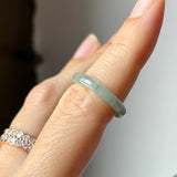 15.5mm A-Grade Natural Floral Jadeite Slim Cut Ring Band No. 162619