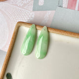8.7cts A-Grade Natural Moss on Snow Jadeite Pear Shaped Pair No.180685