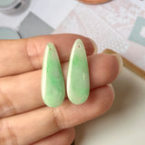 8.7cts A-Grade Natural Moss on Snow Jadeite Pear Shaped Pair No.180685