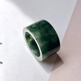 17.1mm A-Grade Natural Dark Bluish Green Jadeite Archer Ring Band No. 161446