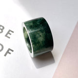 17.1mm A-Grade Natural Dark Bluish Green Jadeite Archer Ring Band No. 161446