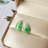 8.63cts A-Grade Natural Moss on Snow Jadeite Oval Pear Shaped Pair No.180672