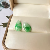 8.63cts A-Grade Natural Moss on Snow Jadeite Oval Pear Shaped Pair No.180672