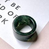17.1mm A-Grade Natural Dark Bluish Green Jadeite Archer Ring Band No. 161446