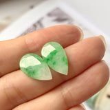 8.63cts A-Grade Natural Moss on Snow Jadeite Oval Pear Shaped Pair No.180672