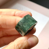 17.1mm A-Grade Natural Dark Bluish Green Jadeite Archer Ring Band No. 161446