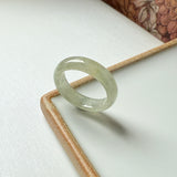 18.5mm A-Grade Natural Light Yellowish Green Jadeite Ring Band No. 162472