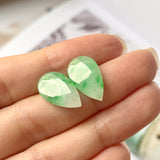 8.63cts A-Grade Natural Moss on Snow Jadeite Oval Pear Shaped Pair No.180672