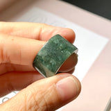 17.1mm A-Grade Natural Dark Bluish Green Jadeite Archer Ring Band No. 161446