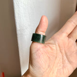 17.1mm A-Grade Natural Dark Bluish Green Jadeite Archer Ring Band No. 161446