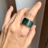 17.1mm A-Grade Natural Dark Bluish Green Jadeite Archer Ring Band No. 161446