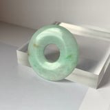 A-Grade Natural Moss On Snow Jadeite Ancient Coin Donut Pendant No.220659