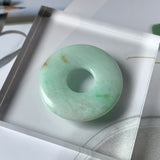 A-Grade Natural Moss On Snow Jadeite Ancient Coin Donut No.220659