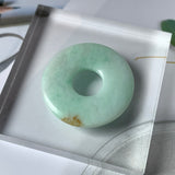 A-Grade Natural Moss On Snow Jadeite Ancient Coin Donut No.220659