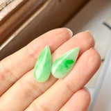 10cts A-Grade Natural Moss on Snow Jadeite Pear Shaped Pair No.180670