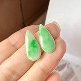 10cts A-Grade Natural Moss on Snow Jadeite Pear Shaped Pair No.180670