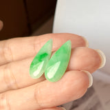 10cts A-Grade Natural Moss on Snow Jadeite Pear Shaped Pair No.180670