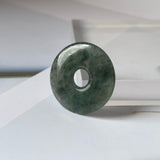 A-Grade Natural Black Jadeite Ancient Coin Donut Pendant No.220660