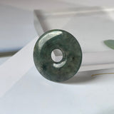 A-Grade Natural Black Jadeite Ancient Coin Donut Pendant No.220660