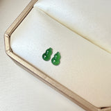 SOLD OUT: 0.95cts Icy A-Grade Natural Imperial Green Jadeite Hulu (Calabash) Pair No.180849