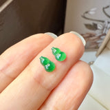 SOLD OUT: 0.95cts Icy A-Grade Natural Imperial Green Jadeite Hulu (Calabash) Pair No.180849