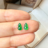 SOLD OUT: 0.95cts Icy A-Grade Natural Imperial Green Jadeite Hulu (Calabash) Pair No.180849