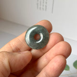 A-Grade Natural Black Jadeite Ancient Coin Donut No.220660