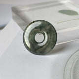 A-Grade Natural Black Jadeite Ancient Coin Donut No.220661