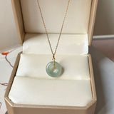 Icy A-Grade Natural Bluish Green Jadeite Bagel Pendant No.172819