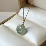 Icy A-Grade Natural Bluish Green Jadeite Bagel Pendant No.172819