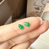 0.9cts Icy A-Grade Natural Imperial Green Jadeite Hulu (Calabash) Pair No.180850