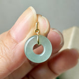Icy A-Grade Natural Bluish Green Jadeite Bagel Pendant No.172819