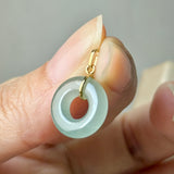 Icy A-Grade Natural Bluish Green Jadeite Bagel Pendant No.172819