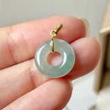 Icy A-Grade Natural Bluish Green Jadeite Bagel Pendant No.172819